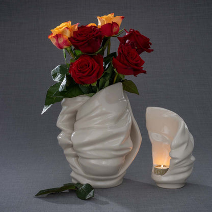 Handmade Cremation Urn for Ashes "Light" - Large | Off-white | Ceramic Art Urn - Pulvis Art Urns