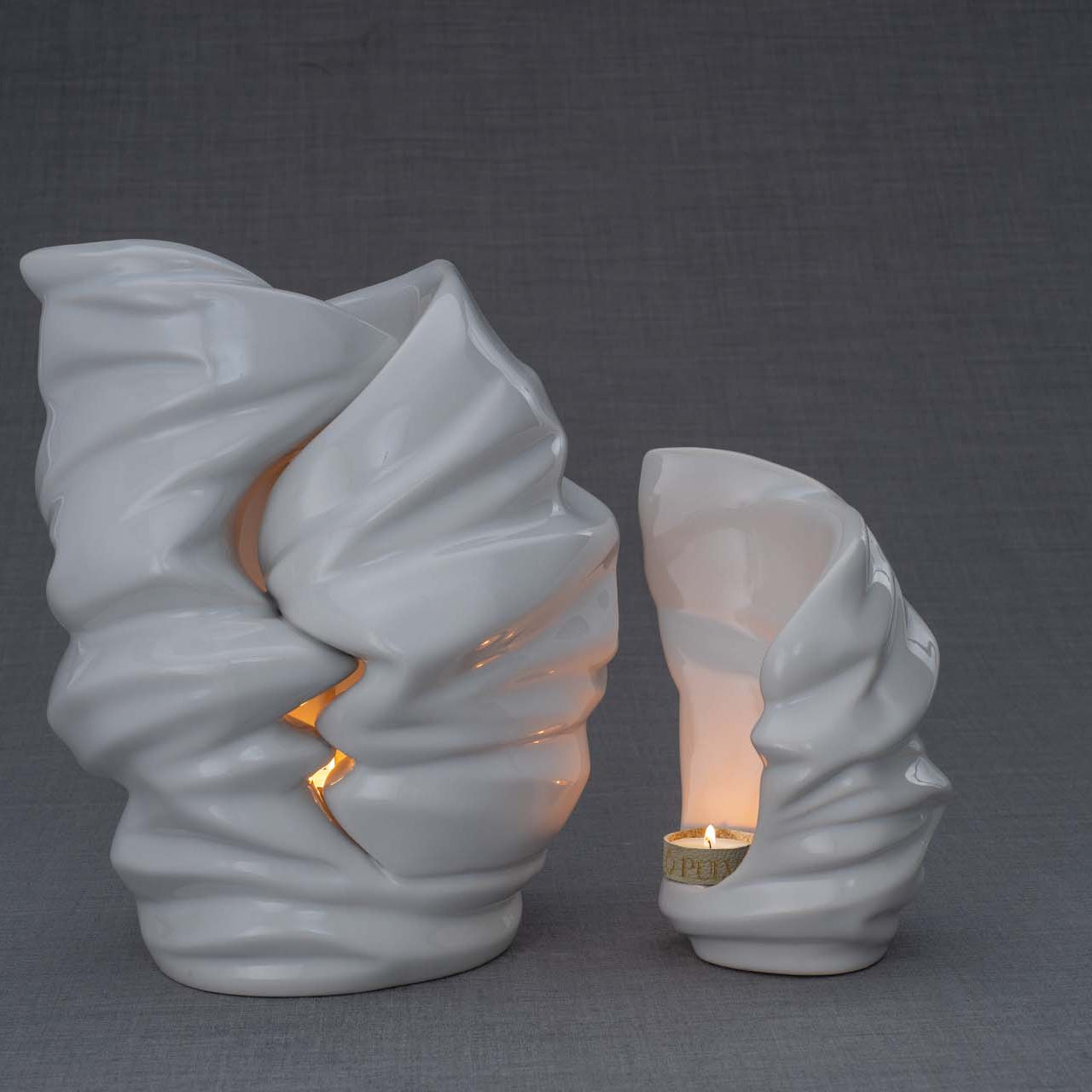 Handmade Cremation Urn for Ashes "Light" - Large | White | Ceramic Art Urn - Pulvis Art Urns