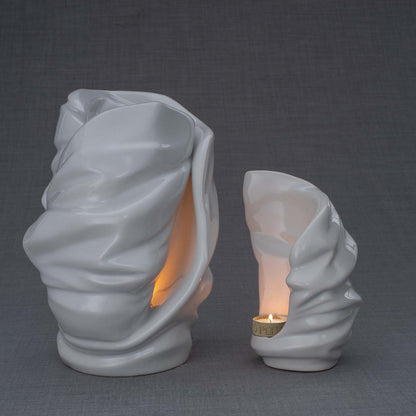Handmade Cremation Urn for Ashes "Light" - Large | White | Ceramic Art Urn - Pulvis Art Urns