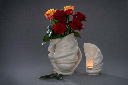 Handmade Cremation Urn for Ashes "Light" - Large | White | Ceramic Art Urn - Pulvis Art Urns