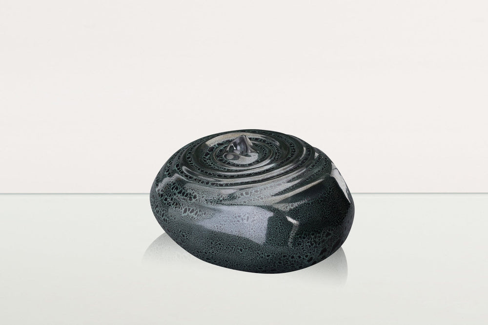 Pulvis Art Urns Adult Size Urn Handmade Cremation Urn for Ashes "Resonance" - Large Urn | Black Melange | Ceramic
