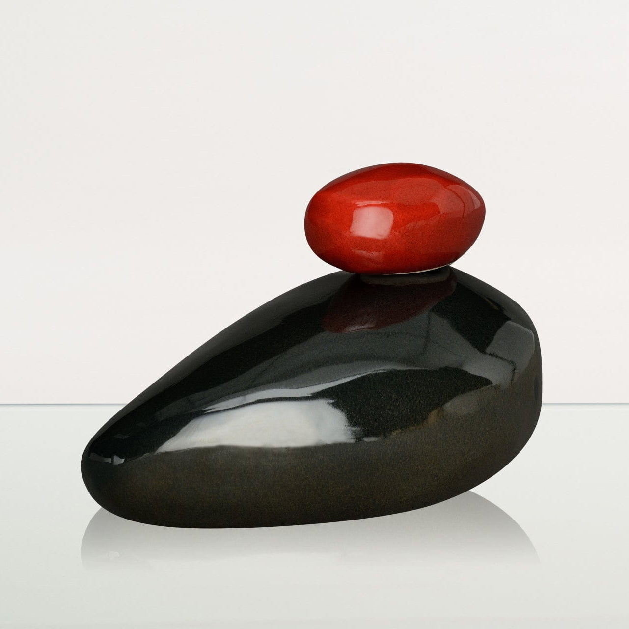 Handmade Cremation Urn for Ashes "Stone" - Large Urn | Black Gloss | Ceramic - Pulvis Art Urns