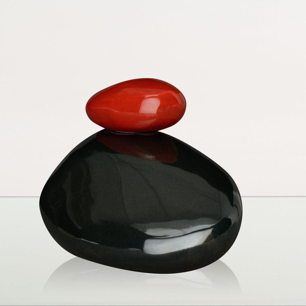 Handmade Cremation Urn for Ashes "Stone" - Large Urn | Black Gloss | Ceramic - Pulvis Art Urns