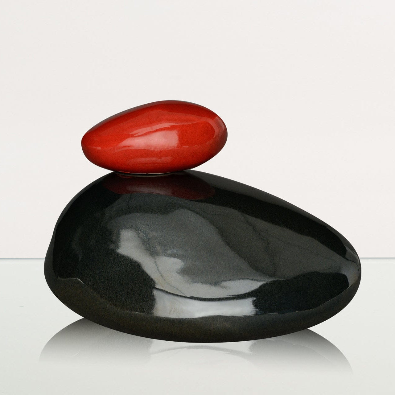 Handmade Cremation Urn for Ashes "Stone" - Large Urn | Black Gloss | Ceramic - Pulvis Art Urns