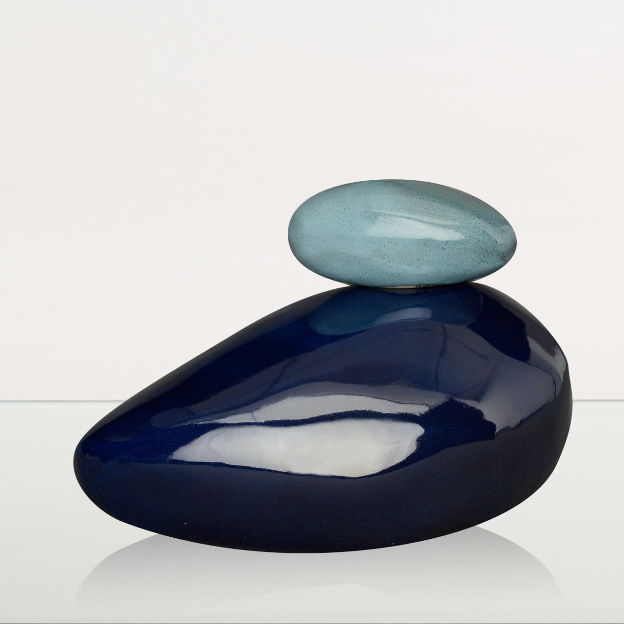 Handmade Cremation Urn for Ashes "Stone" - Large Urn | Cobalt Metallic | Ceramic - Pulvis Art Urns