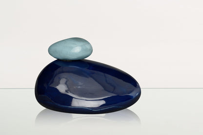 Handmade Cremation Urn for Ashes "Stone" - Large Urn | Cobalt Metallic | Ceramic - Pulvis Art Urns