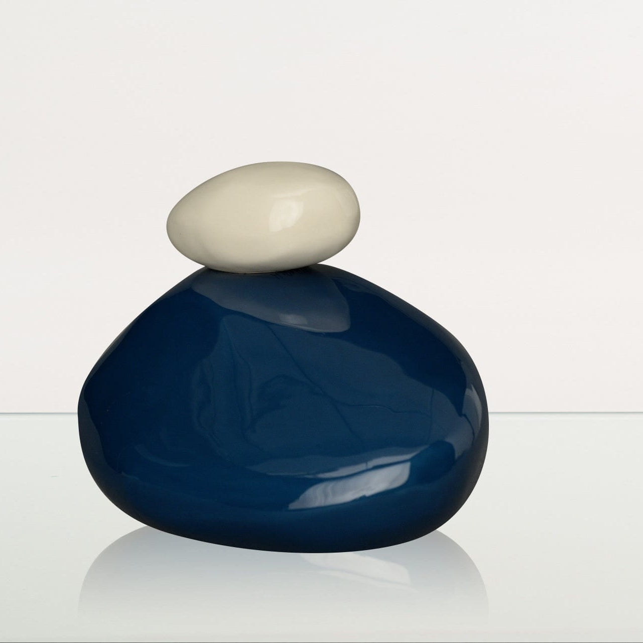 Handmade Cremation Urn for Ashes "Stone" - Large Urn | Light Cobalt | Ceramic - Pulvis Art Urns