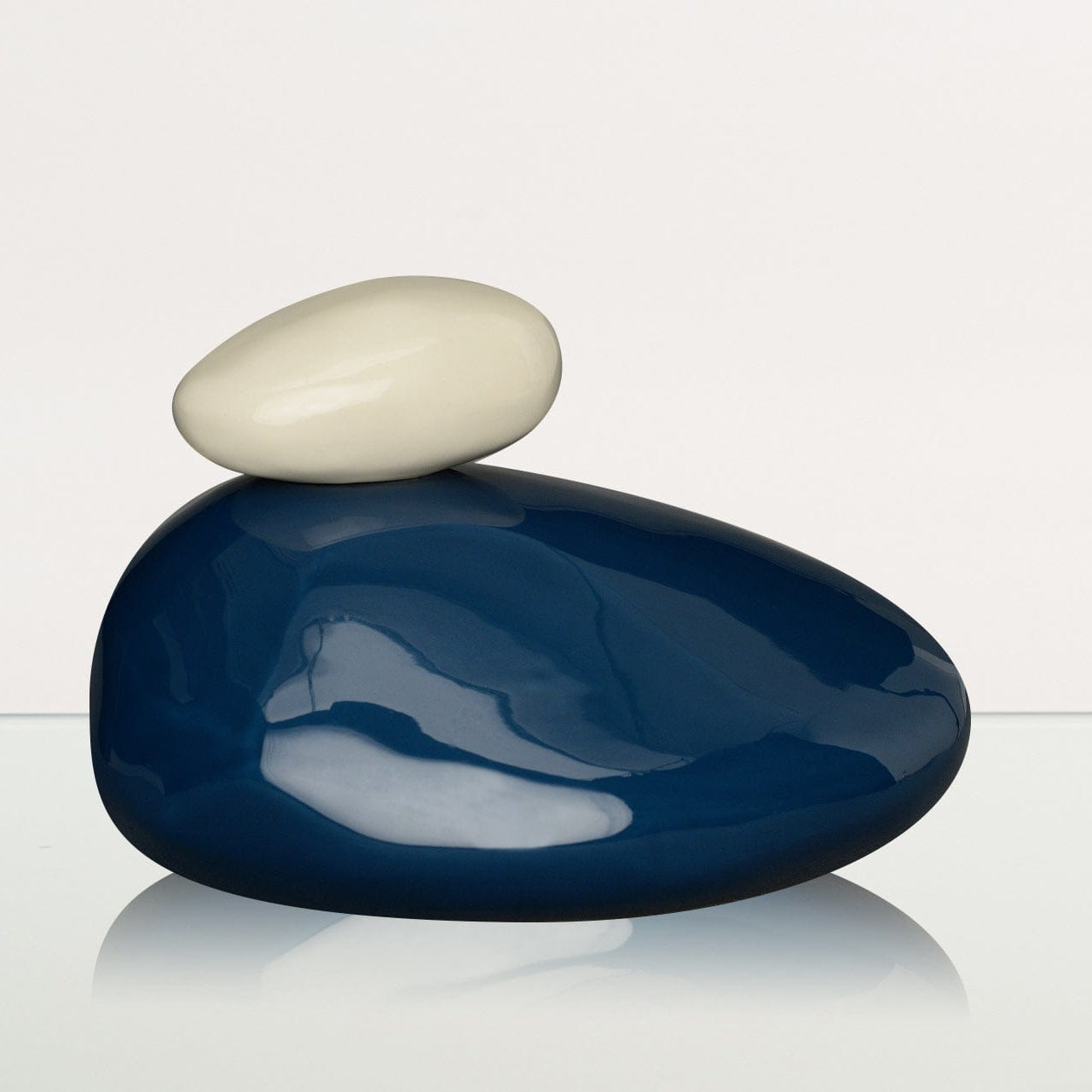 Handmade Cremation Urn for Ashes "Stone" - Large Urn | Light Cobalt | Ceramic - Pulvis Art Urns