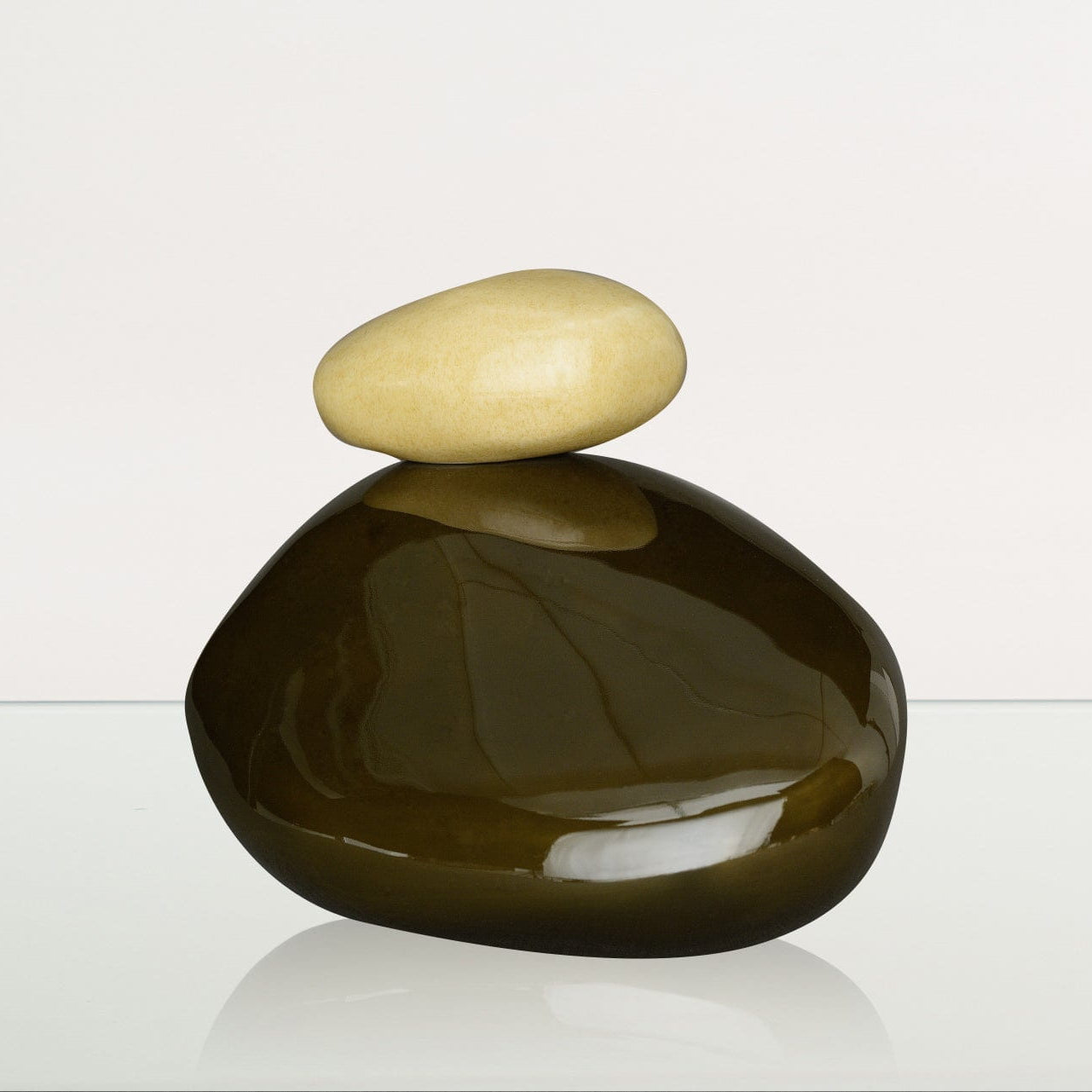 Handmade Cremation Urn for Ashes "Stone" - Large Urn | Oily Green| Ceramic - Pulvis Art Urns