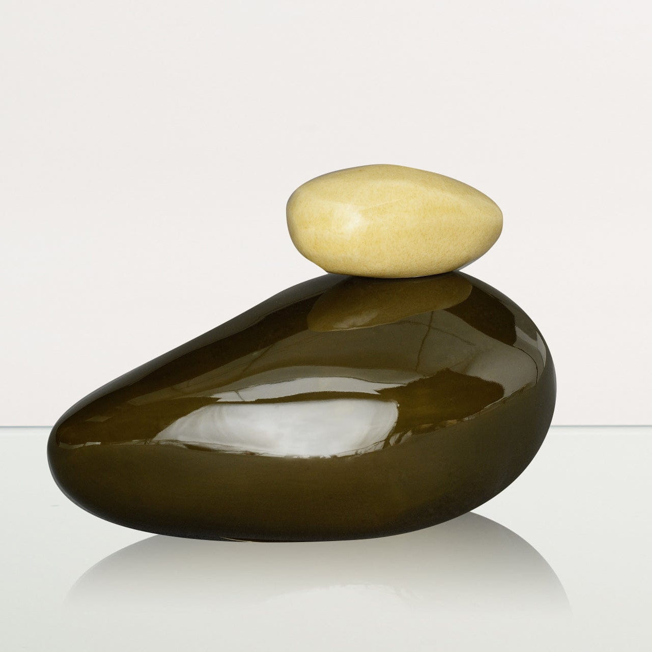 Handmade Cremation Urn for Ashes "Stone" - Large Urn | Oily Green| Ceramic - Pulvis Art Urns