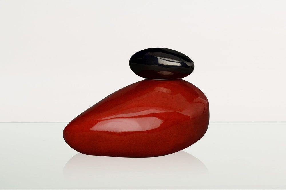 Pulvis Art Urns Adult Size Urn Handmade Cremation Urn for Ashes "Stone" - Large Urn | Red | Ceramic