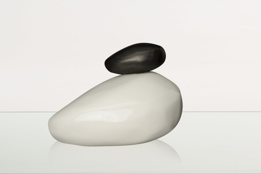 Pulvis Art Urns Adult Size Urn Handmade Cremation Urn for Ashes "Stone" - Large Urn | White | Ceramic