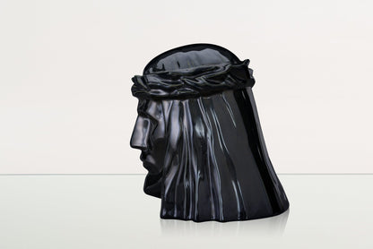 Pulvis Art Urns Adult Size Urn Handmade Cremation Urn for Ashes "The Christ" - Large | Black Gloss | Ceramic Urn