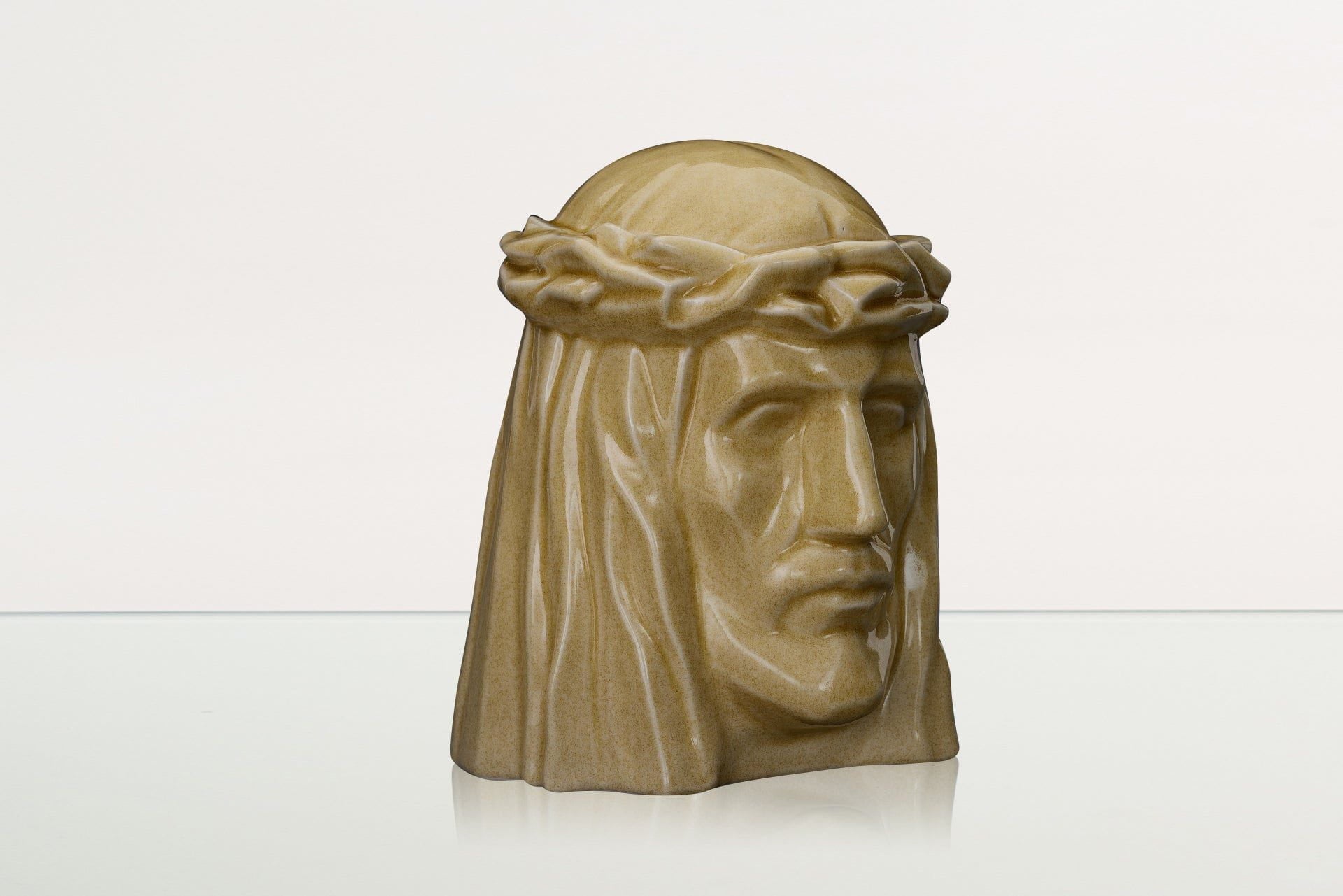 Handmade Cremation Urn for Ashes "The Christ" - Large | Light Sand | Ceramic Urn - Pulvis Art Urns