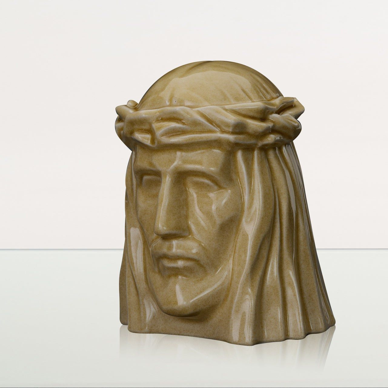 Handmade Cremation Urn for Ashes "The Christ" - Large | Light Sand | Ceramic Urn - Pulvis Art Urns