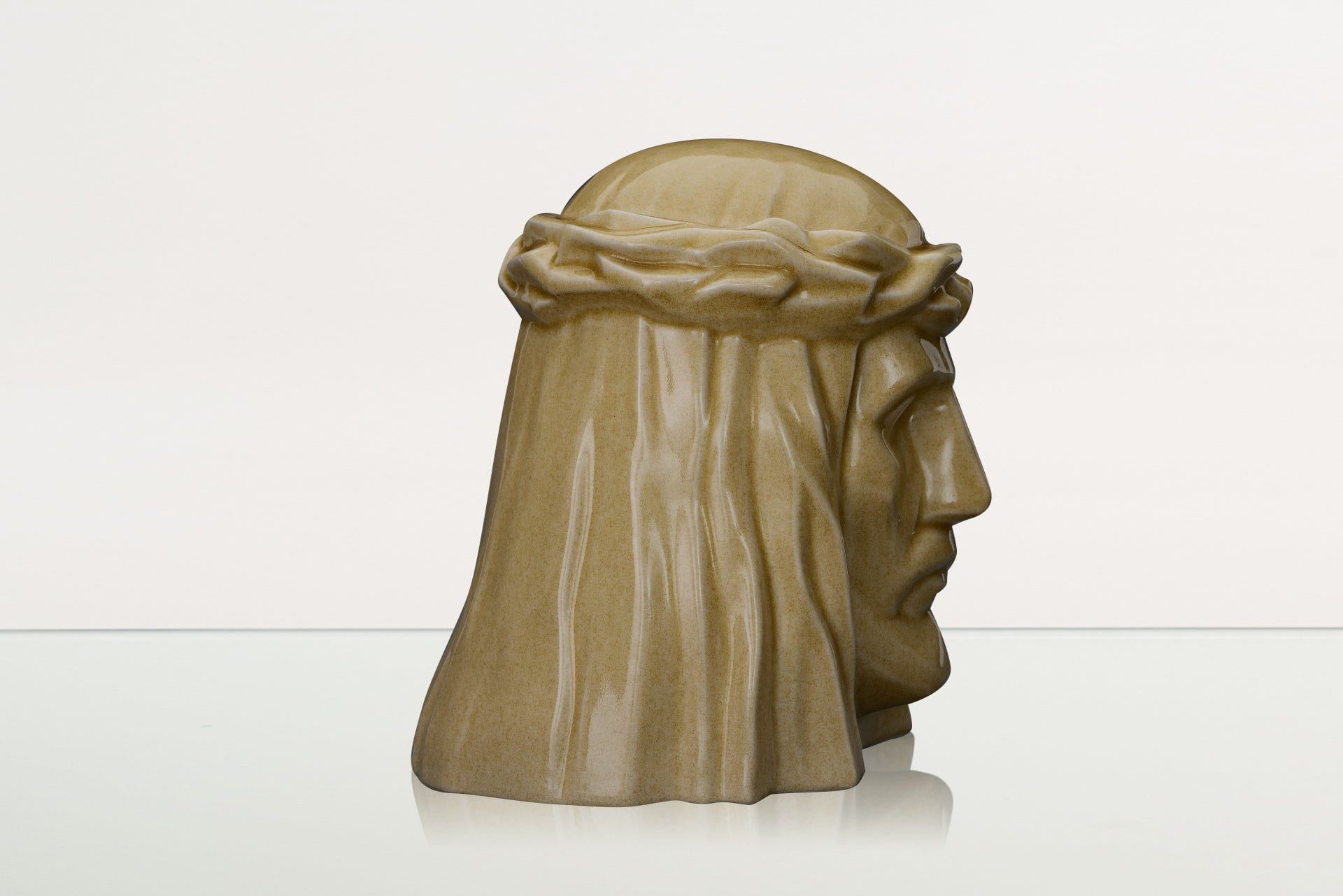 Handmade Cremation Urn for Ashes "The Christ" - Large | Light Sand | Ceramic Urn - Pulvis Art Urns