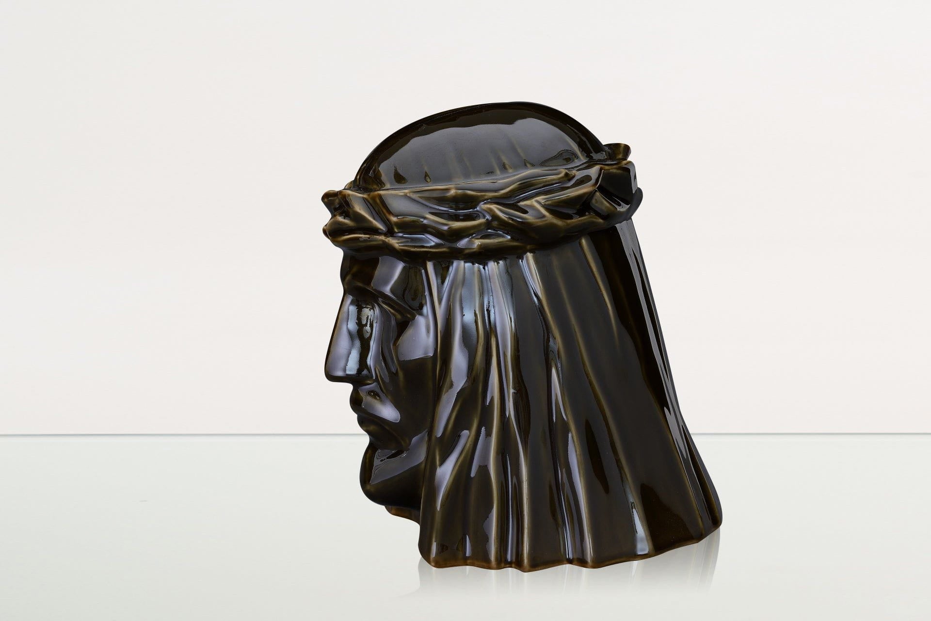 Handmade Cremation Urn for Ashes "The Christ" - Large | Oily Green | Ceramic Urn - Pulvis Art Urns