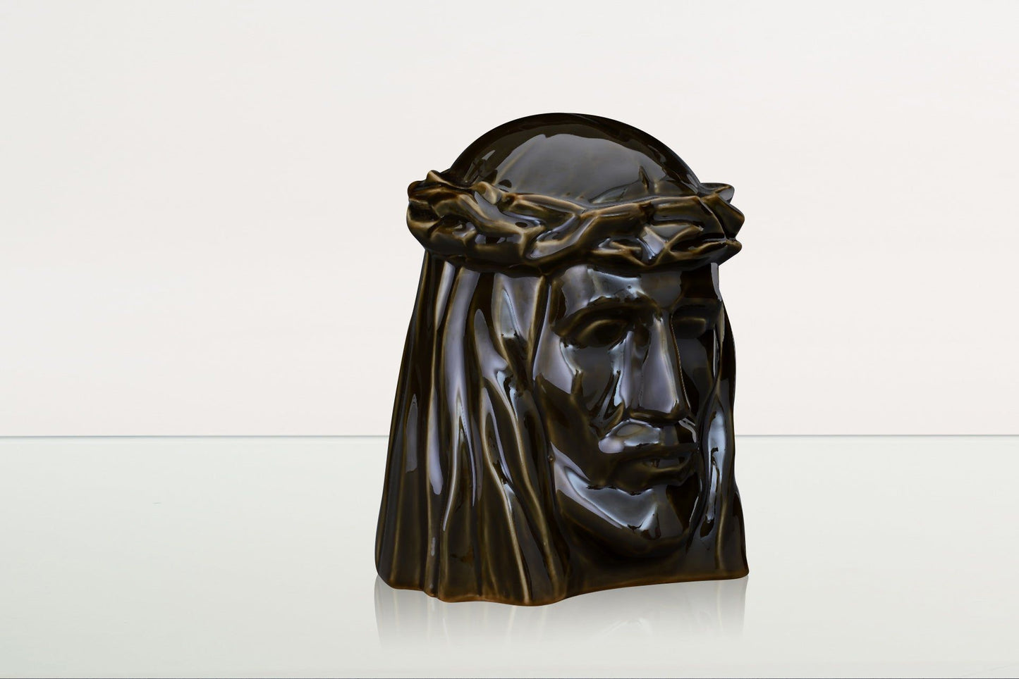 Pulvis Art Urns Adult Size Urn Handmade Cremation Urn for Ashes "The Christ" - Large | Oily Green | Ceramic Urn