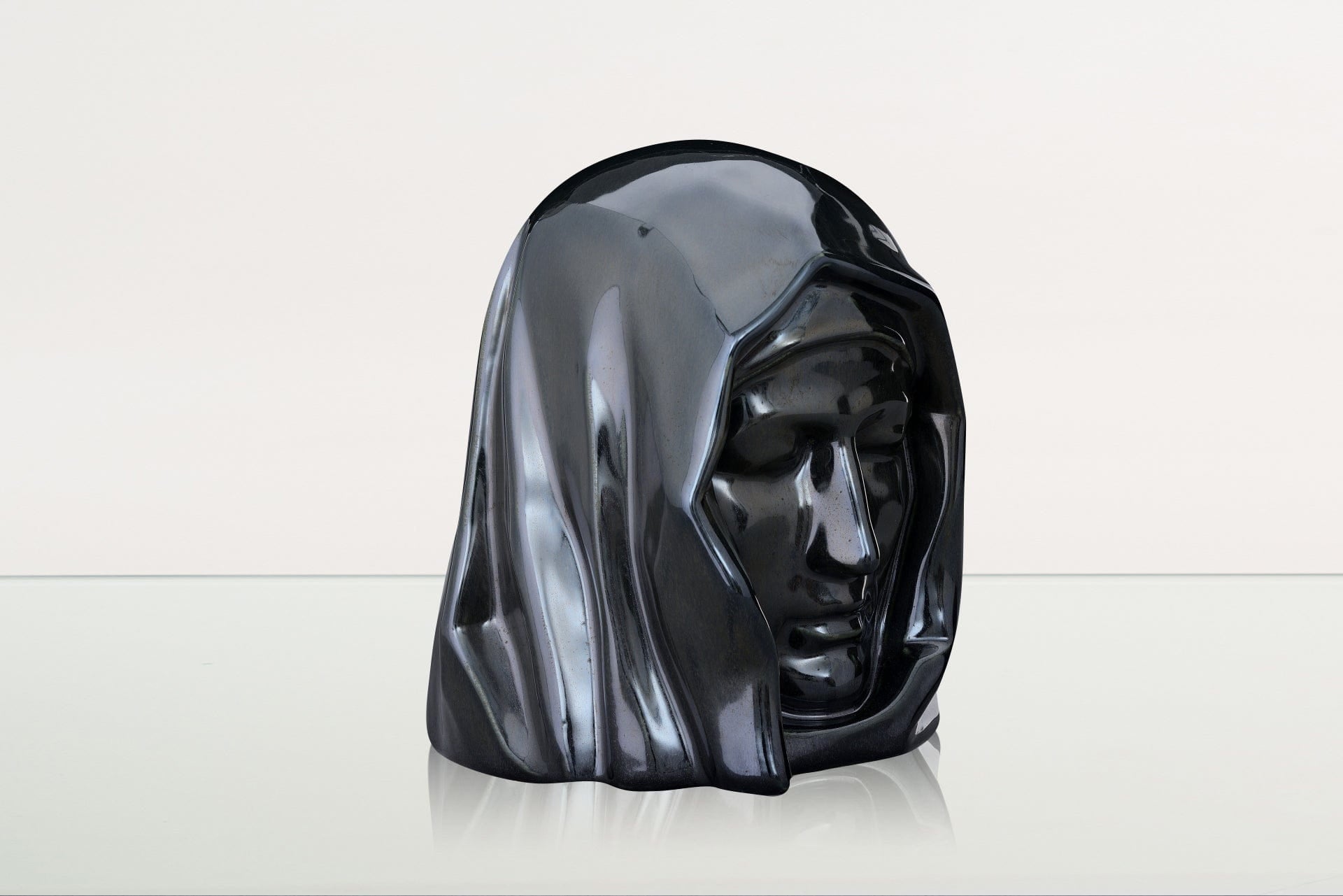 Handmade Cremation Urn for Ashes "The Holy Mother" - Large | Black Gloss | Ceramic - Pulvis Art Urns