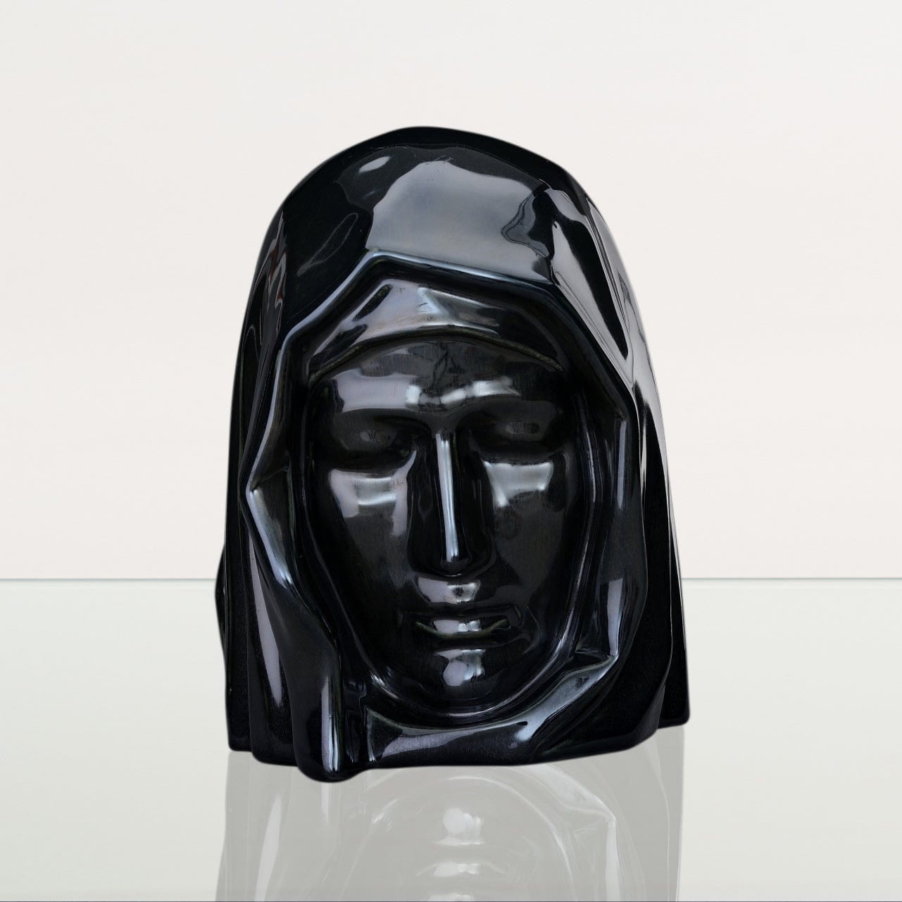 Handmade Cremation Urn for Ashes "The Holy Mother" - Large | Black Gloss | Ceramic - Pulvis Art Urns