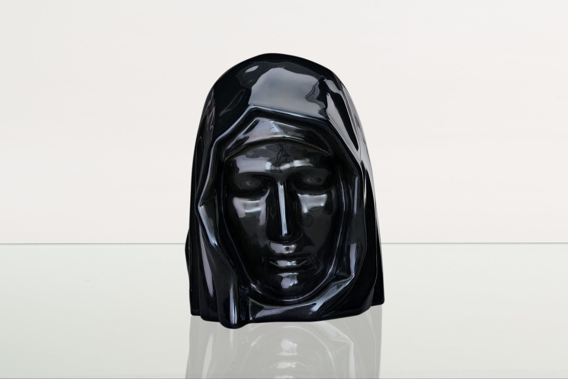 Handmade Cremation Urn for Ashes "The Holy Mother" - Large | Black Gloss | Ceramic - Pulvis Art Urns