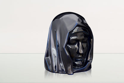 Handmade Cremation Urn for Ashes "The Holy Mother" - Large | Cobalt Metallic | Ceramic - Pulvis Art Urns
