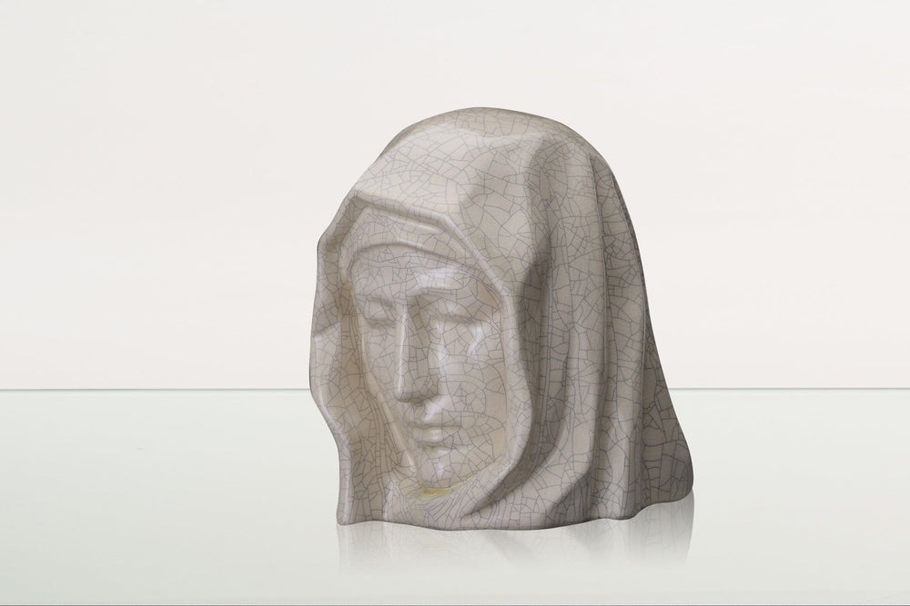 Pulvis Art Urns Adult Size Urn Handmade Cremation Urn for Ashes "The Holy Mother" - Large | Craquelure | Ceramic Urn