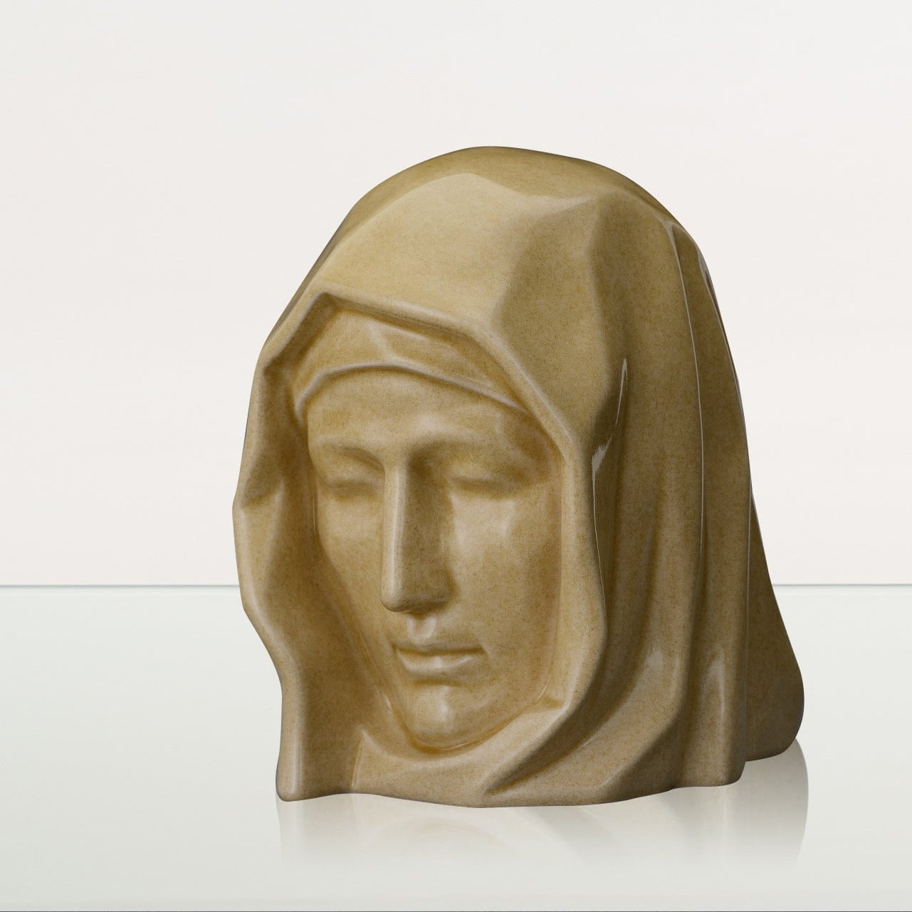Handmade Cremation Urn for Ashes "The Holy Mother" - Large | Light Sand | Ceramic Urn - Pulvis Art Urns