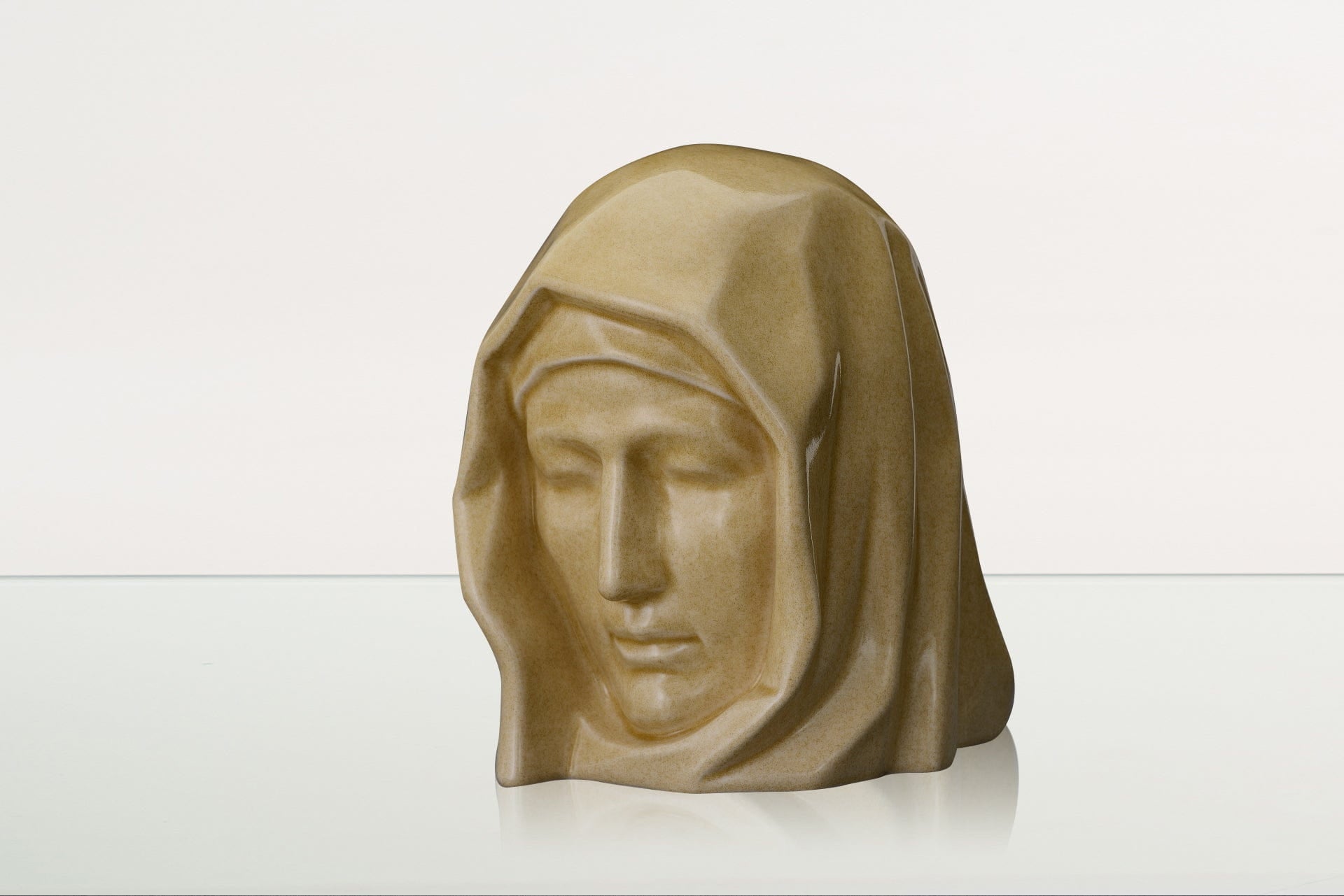Handmade Cremation Urn for Ashes "The Holy Mother" - Large | Light Sand | Ceramic Urn - Pulvis Art Urns