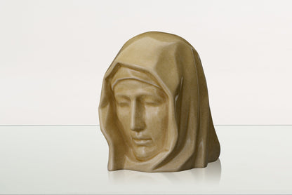 Handmade Cremation Urn for Ashes "The Holy Mother" - Large | Light Sand | Ceramic Urn - Pulvis Art Urns