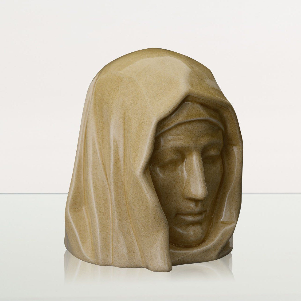 Handmade Cremation Urn for Ashes "The Holy Mother" - Large | Light Sand | Ceramic Urn - Pulvis Art Urns