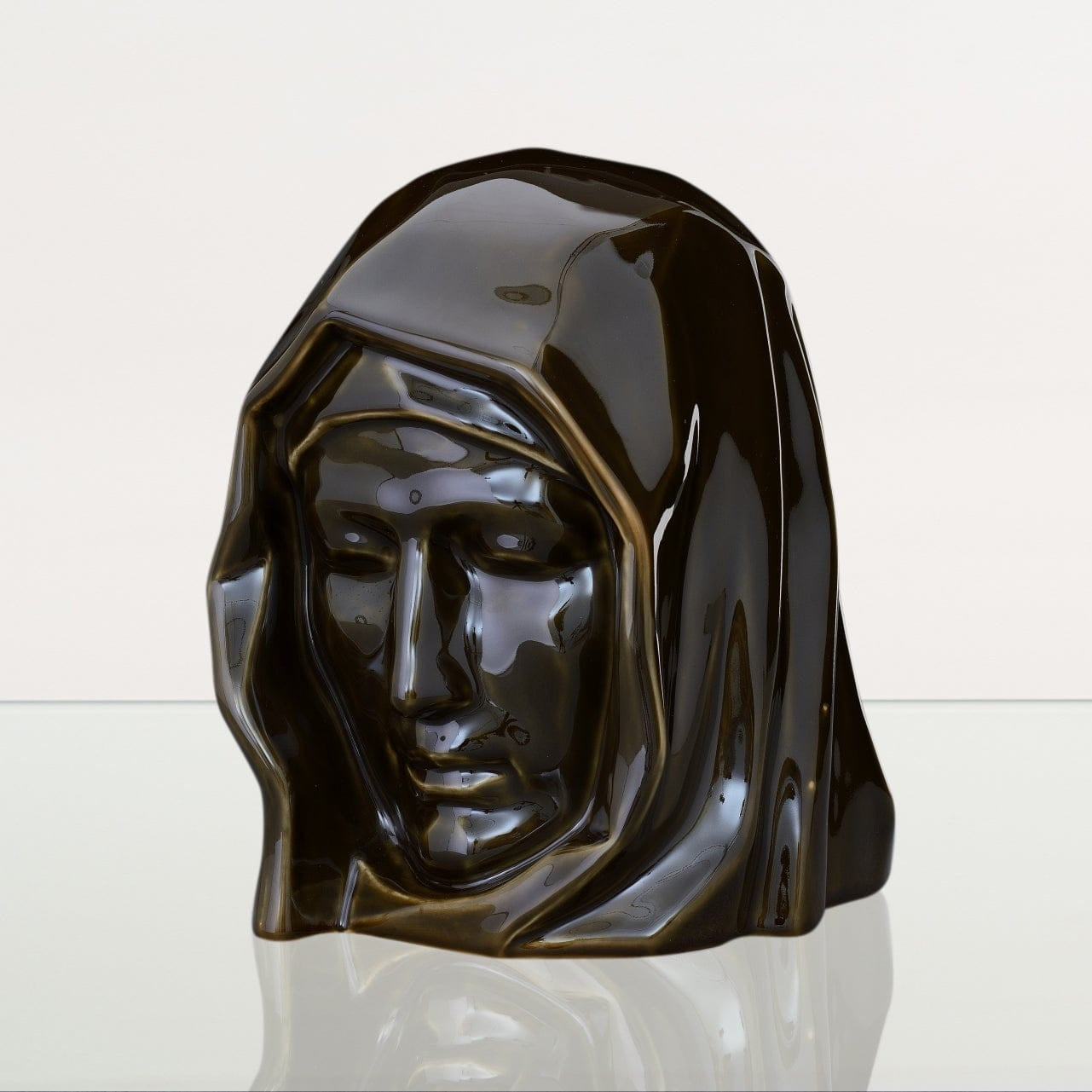 Handmade Cremation Urn for Ashes "The Holy Mother" - Large | Oily Green | Ceramic Urn - Pulvis Art Urns