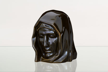 Handmade Cremation Urn for Ashes "The Holy Mother" - Large | Oily Green | Ceramic Urn - Pulvis Art Urns