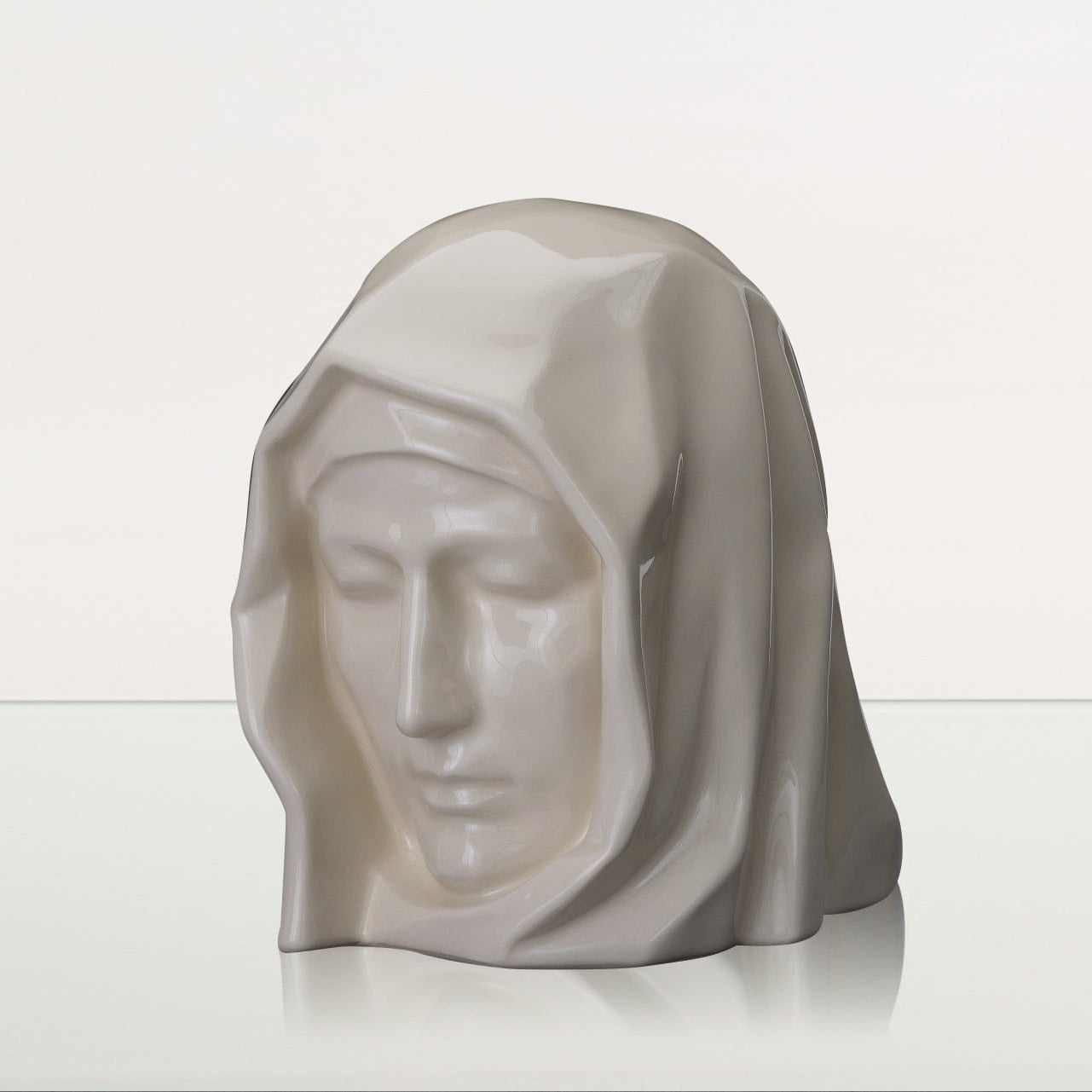 遺灰用手作り火葬骨壺「The Holy Mother」- 大型 | オフホワイト