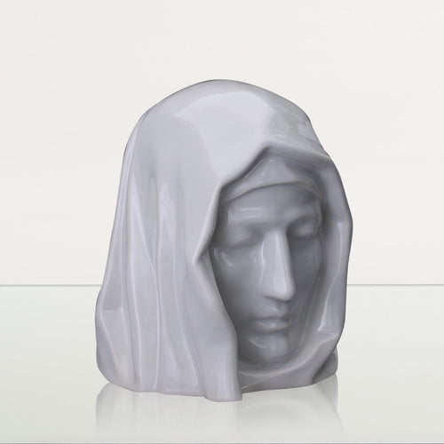 Handmade Cremation Urn for Ashes "The Holy Mother" - Large | White | Ceramic Urn - Pulvis Art Urns
