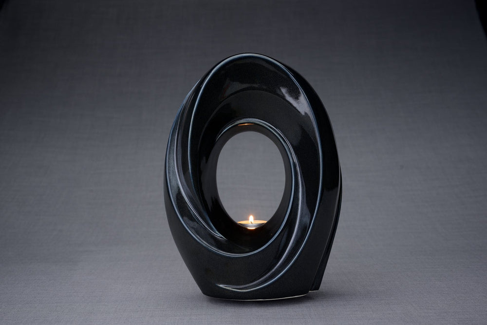 
                  
                    Pulvis Art Urns Adult Size Urn Handmade Cremation Urn for Ashes "The Passage" - Large | Black Gloss Melange | Ceramic
                  
                