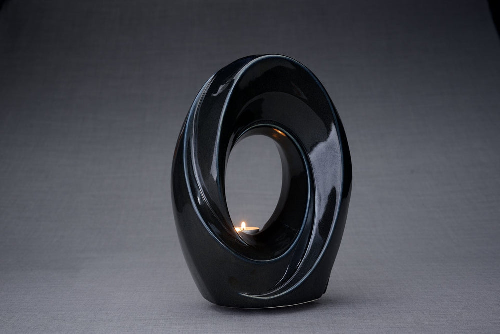
                  
                    Pulvis Art Urns Adult Size Urn Handmade Cremation Urn for Ashes "The Passage" - Large | Black Gloss Melange | Ceramic
                  
                