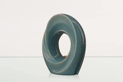 Handmade Cremation Urn for Ashes "The Passage" - Large | Blue Craquelure - Pulvis Art Urns