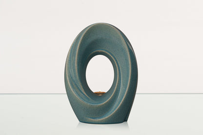 Handmade Cremation Urn for Ashes "The Passage" - Large | Blue Craquelure - Pulvis Art Urns