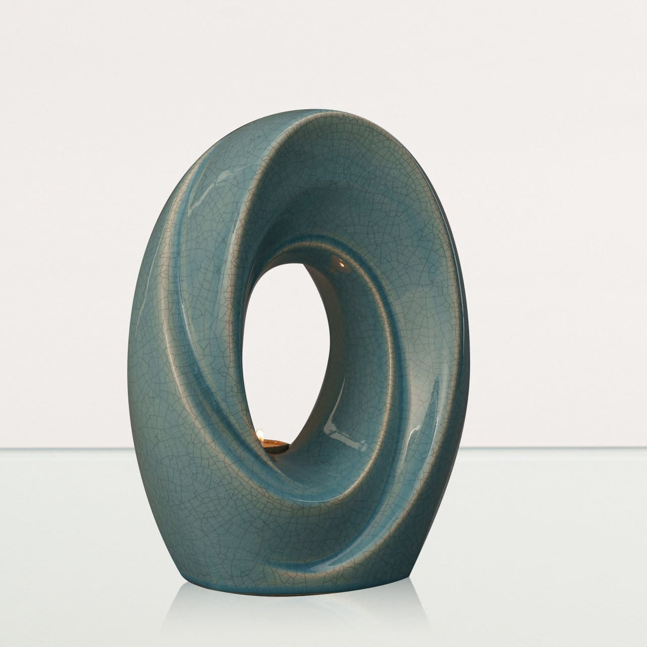 Handmade Cremation Urn for Ashes "The Passage" - Large | Blue Craquelure - Pulvis Art Urns