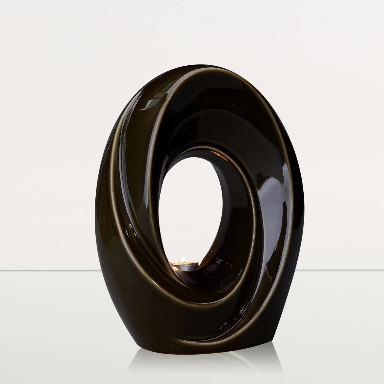 Handmade Cremation Urn for Ashes "The Passage" - Large | Oily Green | Ceramic Urn - Pulvis Art Urns