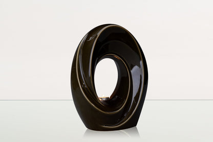 Handmade Cremation Urn for Ashes "The Passage" - Large | Oily Green | Ceramic Urn - Pulvis Art Urns