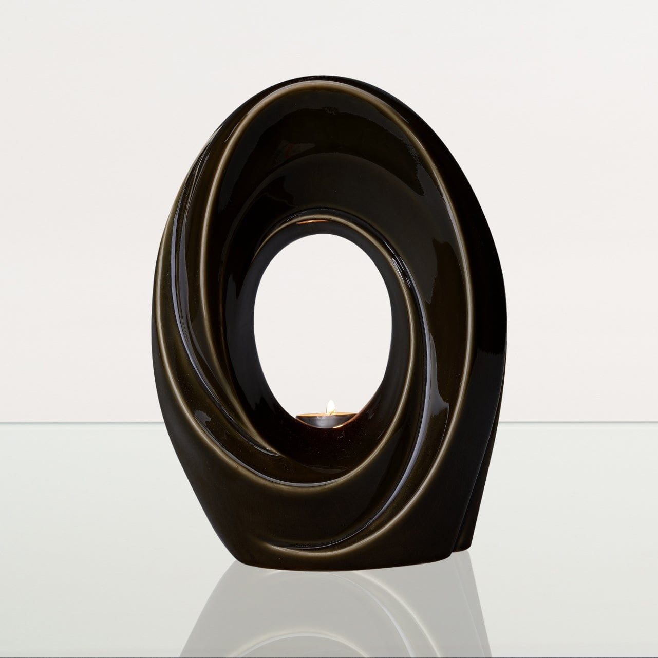 Handmade Cremation Urn for Ashes "The Passage" - Large | Oily Green | Ceramic Urn - Pulvis Art Urns