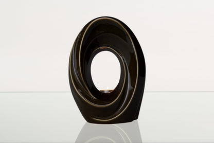 Handmade Cremation Urn for Ashes "The Passage" - Large | Oily Green | Ceramic Urn - Pulvis Art Urns