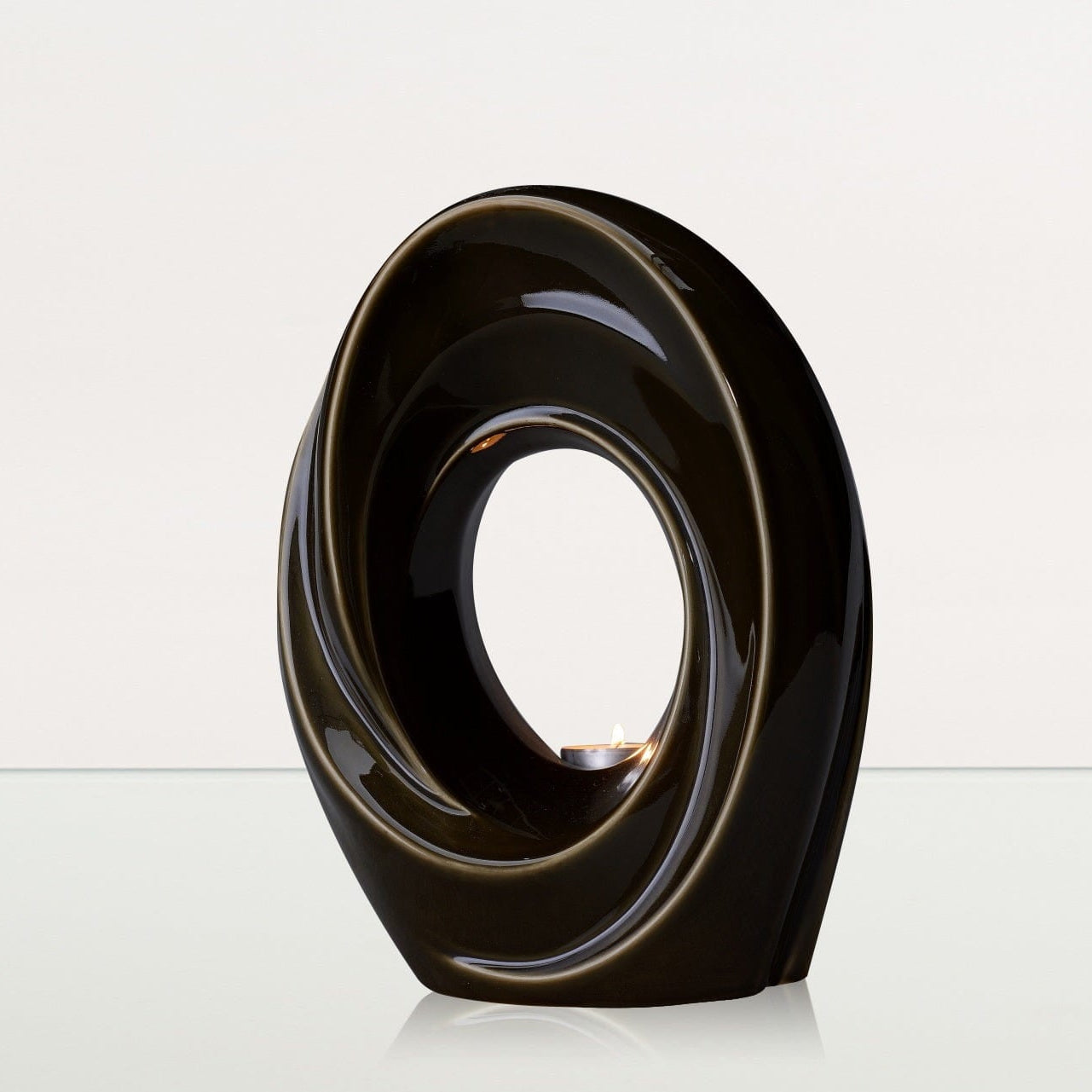 Handmade Cremation Urn for Ashes "The Passage" - Large | Oily Green | Ceramic Urn - Pulvis Art Urns