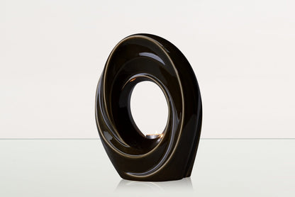 Handmade Cremation Urn for Ashes "The Passage" - Large | Oily Green | Ceramic Urn - Pulvis Art Urns