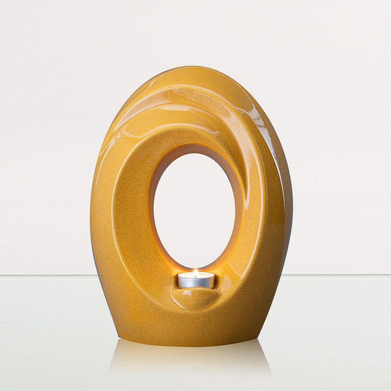 Handmade Cremation Urn for Ashes "The Passage" - Large Urn | Amber Yellow | Ceramic - Pulvis Art Urns