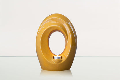 Handmade Cremation Urn for Ashes "The Passage" - Large Urn | Amber Yellow | Ceramic - Pulvis Art Urns