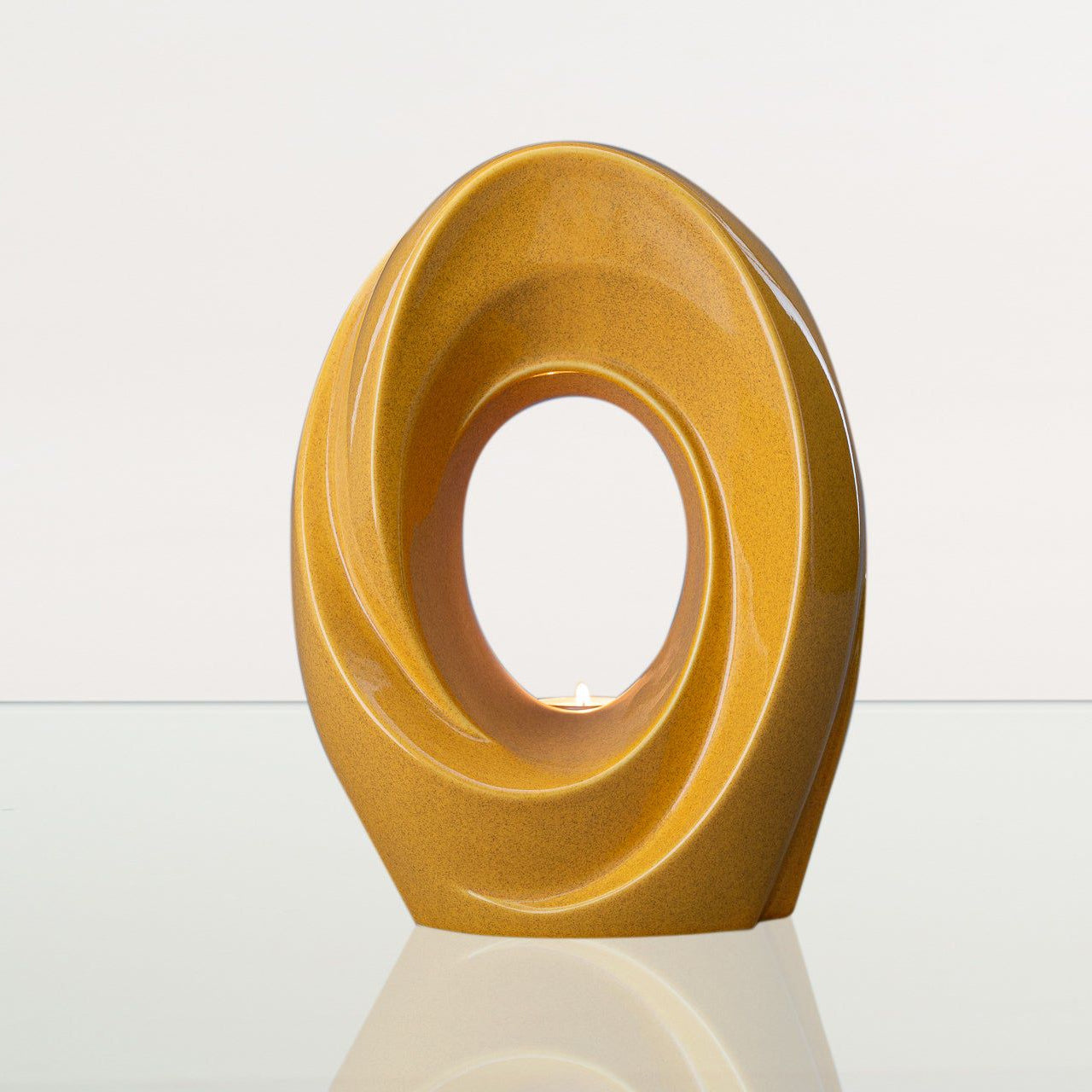 Handmade Cremation Urn for Ashes "The Passage" - Large Urn | Amber Yellow | Ceramic - Pulvis Art Urns