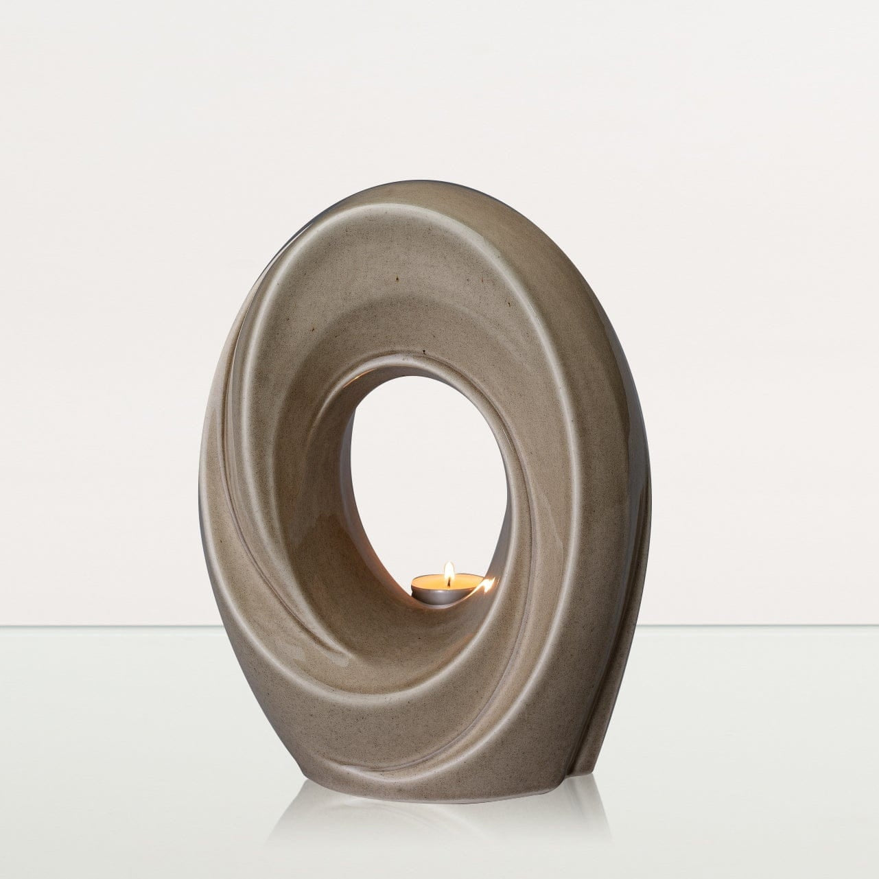 Handmade Cremation Urn for Ashes "The Passage" - Large Urn | Beige Grey | Ceramic - Pulvis Art Urns